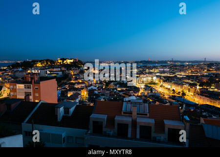 Lissabon, Portugal - 05 Mai, 2018: Erhöhte Ansicht von Lissabon Skyline. Stockfoto