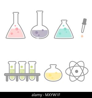 Cute cartoon Satz von chemischen Vector Icons Stock Vektor