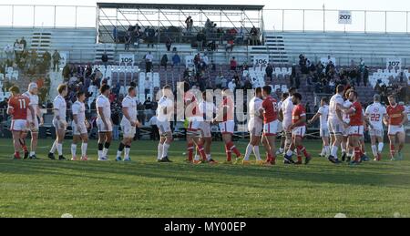 Sacramento, USA, 10. Februar 2018. Herren Meisterschaft USA Rugby vs Kanada die Männer USA Rugby vs Canada Meisterschaft Match am Papa Murphy Par Stockfoto