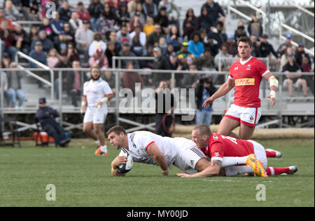 Sacramento, USA, 10. Februar 2018. Herren Meisterschaft USA Rugby vs Kanada die Männer USA Rugby vs Canada Meisterschaft Match am Papa Murphy Par Stockfoto