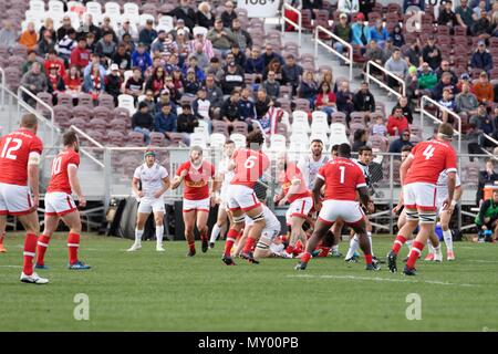 Sacramento, USA, 10. Februar 2018. Herren Meisterschaft USA Rugby vs Kanada die Männer USA Rugby vs Canada Meisterschaft Match am Papa Murphy Par Stockfoto