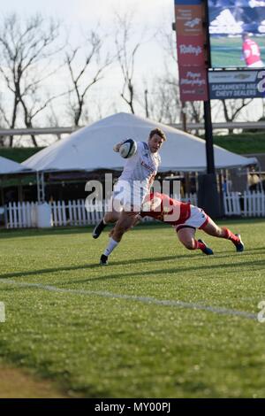 Sacramento, USA, 10. Februar 2018. Herren Meisterschaft USA Rugby vs Kanada die Männer USA Rugby vs Canada Meisterschaft Match am Papa Murphy Par Stockfoto