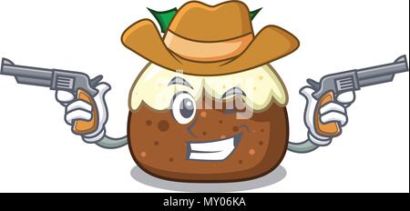 Cowboy fruit cake Charakter Cartoon Stock Vektor