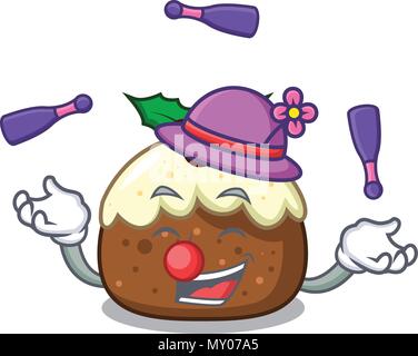 Jonglieren fruit cake Maskottchen Karikatur Stock Vektor