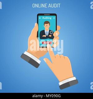 Online Wirtschaftsprüfung, Steuer, Buchhaltung Konzept Stock Vektor