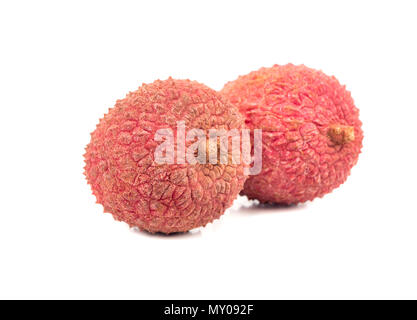 Zwei lychee Obst auf weißem Hintergrund Stockfoto