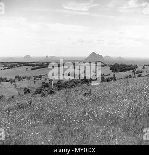 Glass House Mountains, Dezember 1970. Stockfoto