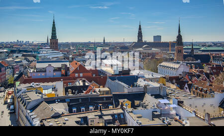 Skyline von Copenhagen in Kopenhagen, Dänemark. Stockfoto