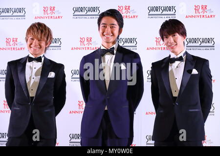 (L - R) Shogo Iwaya, Kanta Sato, Itsuki Fujiwara, kurze Shorts Film Festival & Asien 2018 Eröffnungsfeier in Tokio, Japan, am 4. Juni 2018. Credit: Naoki Nishimura/LBA/Alamy leben Nachrichten Stockfoto