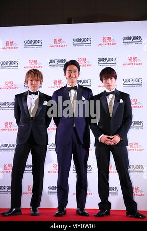 (L - R) Shogo Iwaya, Kanta Sato, Itsuki Fujiwara, kurze Shorts Film Festival & Asien 2018 Eröffnungsfeier in Tokio, Japan, am 4. Juni 2018. Credit: Naoki Nishimura/LBA/Alamy leben Nachrichten Stockfoto