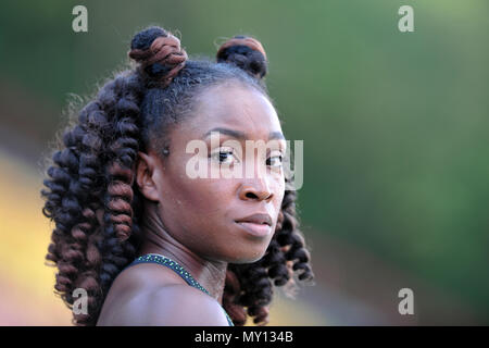 Prag, Tschechische Republik. 4. Juni 2018. Tianna Bartoletta der USA gewann Gold in Langen der Frauen Sprung am Josef Odlozil Memorial athletische Classic Konferenz EA Premium in Prag in der Tschechischen Republik. Credit: Slavek Ruta/ZUMA Draht/Alamy leben Nachrichten Stockfoto