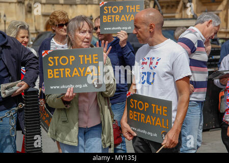 London, Großbritannien. 5 Jun, 2018. Mann mit FU EU-shirt fordert die sofortige Brexit Credit: Alex Cavendish/Alamy leben Nachrichten Stockfoto