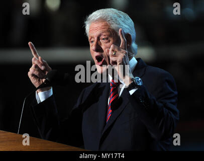 CHARLOTTE, NC - 5. SEPTEMBER: Bill Clinton während der Democratic National Convention 2012 im Time Warner Center am 5. September 2012 in Charlotte, North Carolina Personen: Bill Clinton Stockfoto