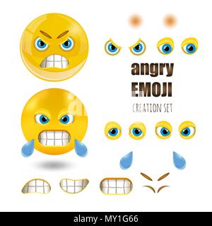 Gelbe angry smiley Emoticons, emoji, Vector Illustration. Stock Vektor