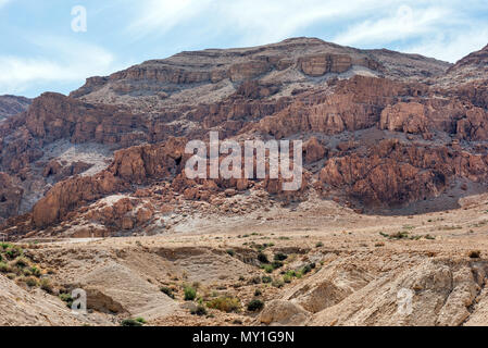 Die Höhlen von Qumran, West Bank, Israel ist der Ort im Heiligen Land, wo die Schriftrollen vom Toten Meer entdeckt wurden Stockfoto