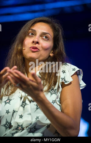 Devi Sridhar Professor der globalen öffentlichen Gesundheit sprechen auf der Bühne Hay Festival 2018 Hay-on-Wye Powys Wales UK Stockfoto