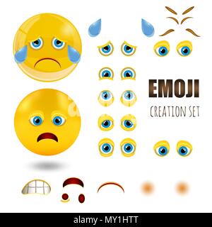 Gelbe traurige Smiley Emoticons, emoji, Vector Illustration. Stock Vektor
