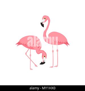 Flamingos. Aquarell tropischen Abbildung mit Flamingo Paar und Palm Tree Hintergrund bleibt. Hand helle Kunst in Vector gezeichnet Stock Vektor