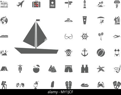 Segelboot Symbol. Sommer Urlaub und Reisen Vector Icons einstellen Stock Vektor