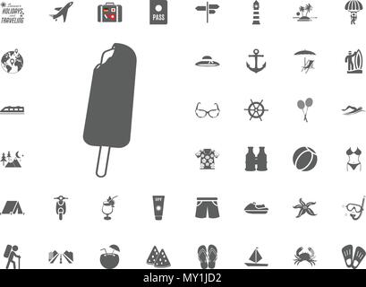 Eis auf hölzernen Stock Symbol. Sommer Urlaub und Reisen Vector Icons einstellen Stock Vektor