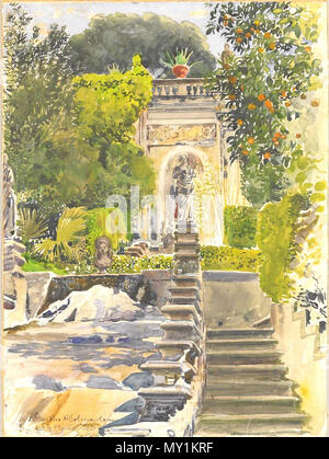 501 Stanisław Masłowski (1853-1926), Brunnen im Garten des Palazzo Colonna in Rom, Aquarell auf Papier, 1904 Stockfoto