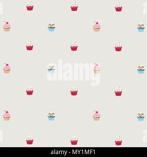 Nahtlose Muster mit verzierten Cupcakes Stock Vektor