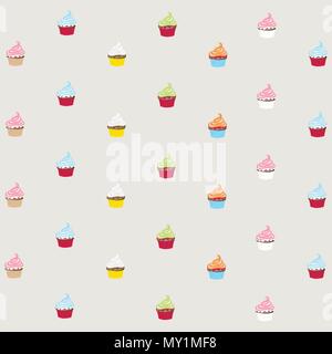 Nahtlose Muster mit verzierten Cupcakes Stock Vektor