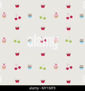Nahtlose Muster mit verzierten Cupcakes Stock Vektor