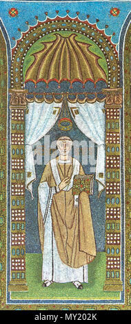 . Englisch: Mosaic Portrait von Sant'Orso di Ravenna von der Basilica di Sant'Apollinare in Classe (Ravenna). 2010. Es: Utente: Matteo Contessi 474 Sant - Orso - Basilika - Classe Stockfoto