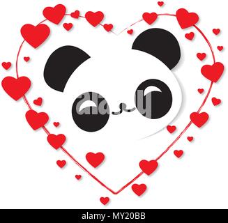 Cute Cartoon Valentinstag Pandabär - Abbildung Stock Vektor