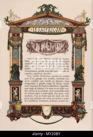 . Français: Illustration du Satyricon de Pétrone par Georges-Antoine Rochegrosse: Beispiel d'une Seite encadrée. Datum unbekannt. Georges Rochegrosse (1859-1938) Alternative Namen Georges Antoine Rochegrosse; Antoine Georges Marie Rochegrosse; Georges-Antoine-Marie Rochegrosse; Antoine Georges Marie; Rochegrosse Beschreibung Französische Maler, Illustrator, Plakatkünstler und Kupferstecher Datum der Geburt / Tod 2. August 1859 11. Juli 1938 Ort der Geburt / Todes Versailles Algérie Authority control: Q 346846 VIAF: 46766698 ISNI: 0000 00006641 6149 ULAN: 500053678 LCCN: 90023134 GND Nr: 123058287 Wor Stockfoto