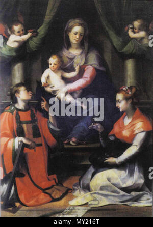 . Madonna in trono Tra i Santi Cecilia e Lorenzo. Michele 362 Tosini Michele di ridolfo Del Ghirlandaio Madonna in trono Tra i Santi Cecilia e Lorenzo Stockfoto