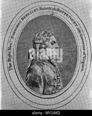. Englisch: Profil Portrait von Norborne Berkeley, 4. Baron Botetourt. ca. 1770. Artist nicht gutgeschrieben 391 Norborne Berkeley Stockfoto