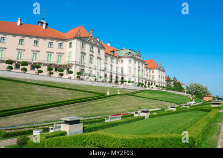 Das königliche Schloss in Warschau, Blick auf den Garten auf der Rückseite des Königlichen Schloss in Warschau, Polen. Stockfoto