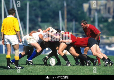 Ein Rugby-spiel unterwegs in Newport, Rhode Island, USA Stockfoto