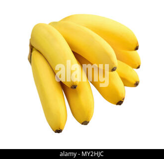 Bündel Bananen isoliert auf weißem Hintergrund mit Beschneidungspfad Stockfoto