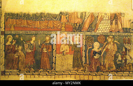 . Español: Epifania, Bautismo de Cristo y Aparición de Cristo a la Magdalena, pinturas Murales al fresco seco pasadas ein lienzo. Iglesia de San Sebastián de los Caballeros, Toro (Zamora). ca. 1620. Teresa Diez 516 Teresa diez - ciclo evangelico Stockfoto