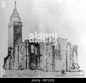 . Englisch: Gemälde von St. Stephen's Turm und Kirche, Baia Mare, Rumänien (dann Nagybánya, Österreich-ungarn) Dies ist ein Foto von einem historischen Denkmal in județul Maramureș, klassifiziert mit Anzahl MM-II-m-A -04436.01. 1847. Törökfalvy Páp Zsigmond 538 TurnulStefan 1847 Stockfoto
