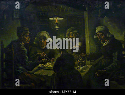 . Vincent Van Gogh (1853-1890) Die kartoffelesser (1885) Van Gogh wollte einfach hart arbeitende Menschen darzustellen und studierte das Leben der Menschen auf dem Land. Foto gemaakt tijdens Wiki liebt Kunst nl exclusieve fotosessie in Het Van Gogh Museum Amsterdam op 23 Juni 2009. Foto während Wiki genommen liebt Kunst Niederlande exklusives Foto Session im Van Gogh Museum in Amsterdam am 23. Juni 2009 566 WLANL - jankie-De aardappeleters, Vincent van Gogh (1885) (2) Stockfoto