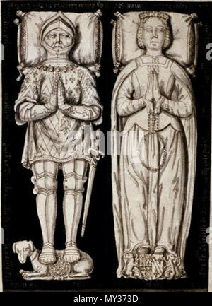 . Français: Louis de La Tremoille, d. 1524, und Frau Gabrielle de Bourbon, d. 1516. um 1700. Roger de Gaignières 535 Tremoille Bourbon Stockfoto