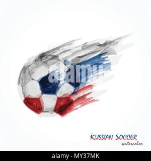 Realistisches Aquarell Malerei der mächtigen russischen Fußball oder Fußball. Künstlerische und Sport Konzept. Vektor für internationale Wm-t Stock Vektor