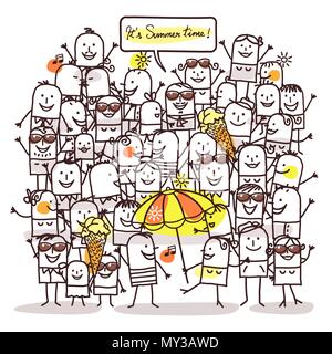 Cartoon Menschen und Sommerzeit Stock Vektor