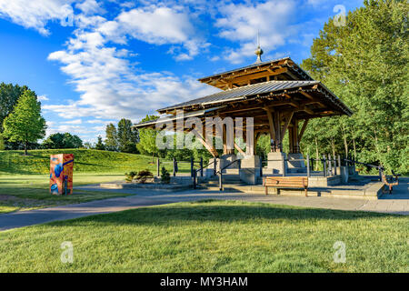 Rotary Centennial Pavillon, Simms Millennium Park, Courtenay, Comox Valley, British Columbia, Kanada. Stockfoto