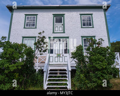 Historische foursquare Haus, Forillon National Park, Gaspe Halbinsel, Kanada. Stockfoto