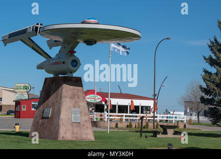 Vulcan Starship FX 6-1995-A. Nach der Star Trek Raumschiff Enterprise modelliert. Vulcan, Alberta, Kanada. Stockfoto