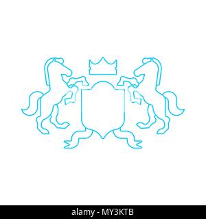 White Horse und Schild heraldischen Symbol. Royal Horse für Wappen. Vector Illustration Stock Vektor