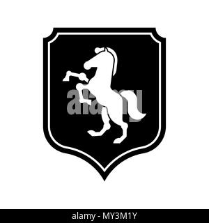 Pferd Schild heraldischen Symbol. Anmelden Royal Horse für Wappen. Vector Illustration Stock Vektor
