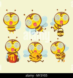 Eine Reihe von cute cartoon Bienen. Stock Vektor