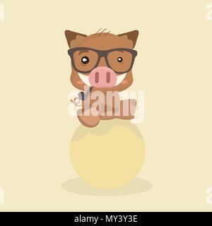 Cute Cartoon Wildschwein. Lustige Vektor Tier. Stock Vektor