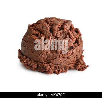 Kugel Schokoladeneis auf weißem Hintergrund Stockfoto